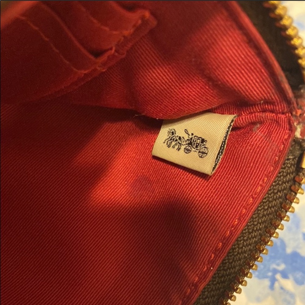 Coach Zip Wristlet with red strap - Picture 8 of 9